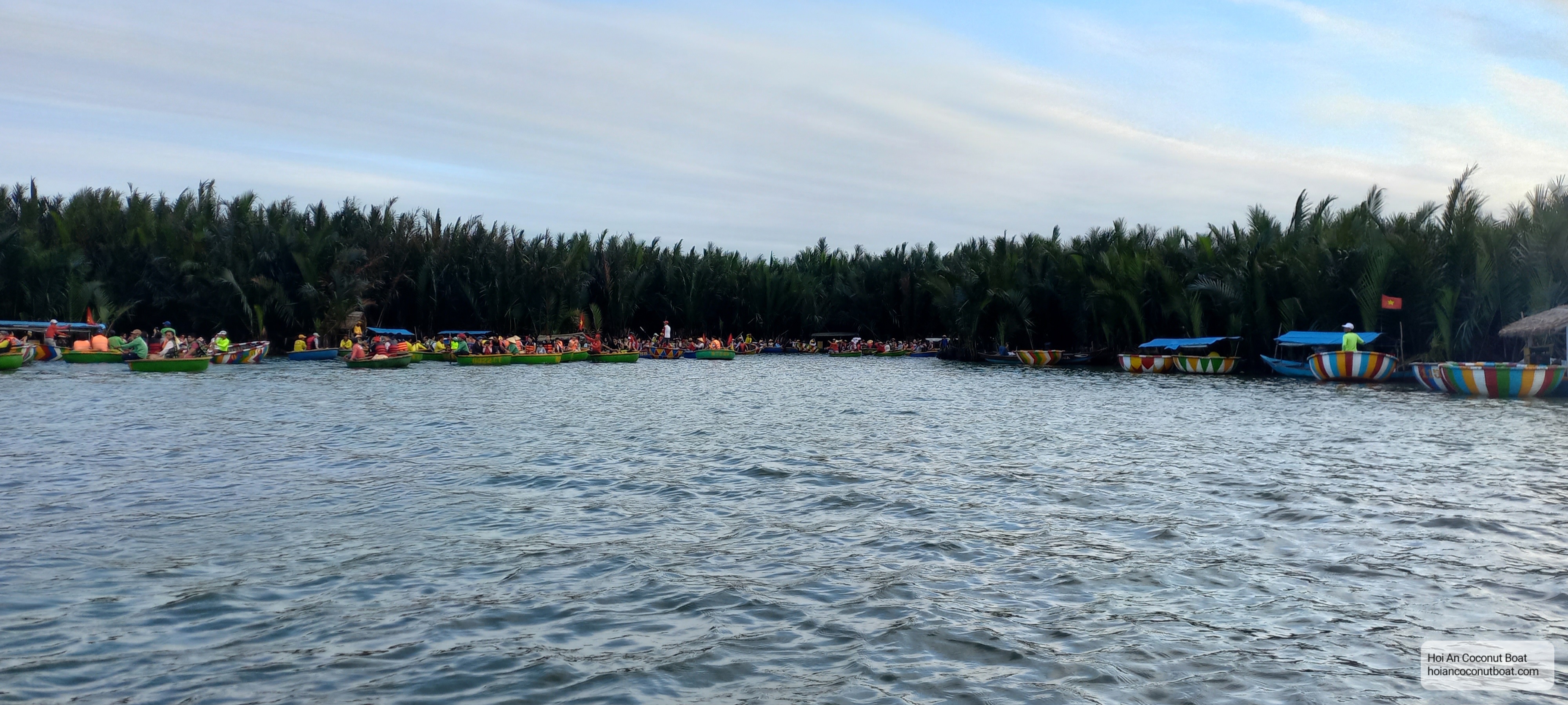 Coconut boats are gather at central of Bay Mau Coconut Forest to watch the activities during boat trip